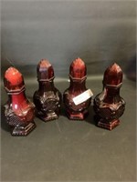 2 Sets of Ruby Red Avon salt & pepper shakers