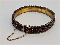 Victorian Gold Filled Garnet Cluster Bracelet