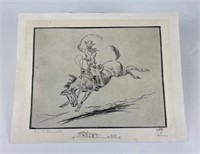 Ace Powell Etching Bucking Bronc