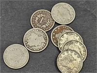 8- 1880's V Nickels