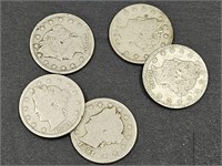 2- 1891, 3- 1892 V Nickels