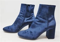 ($49) Women's Dark Blue Velvet Ville Ankle Boots,8