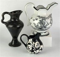 Pottery & Ceramic Pitchers- lot of 3