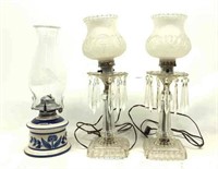 Kerosene Lamp, and (2) Lamps
