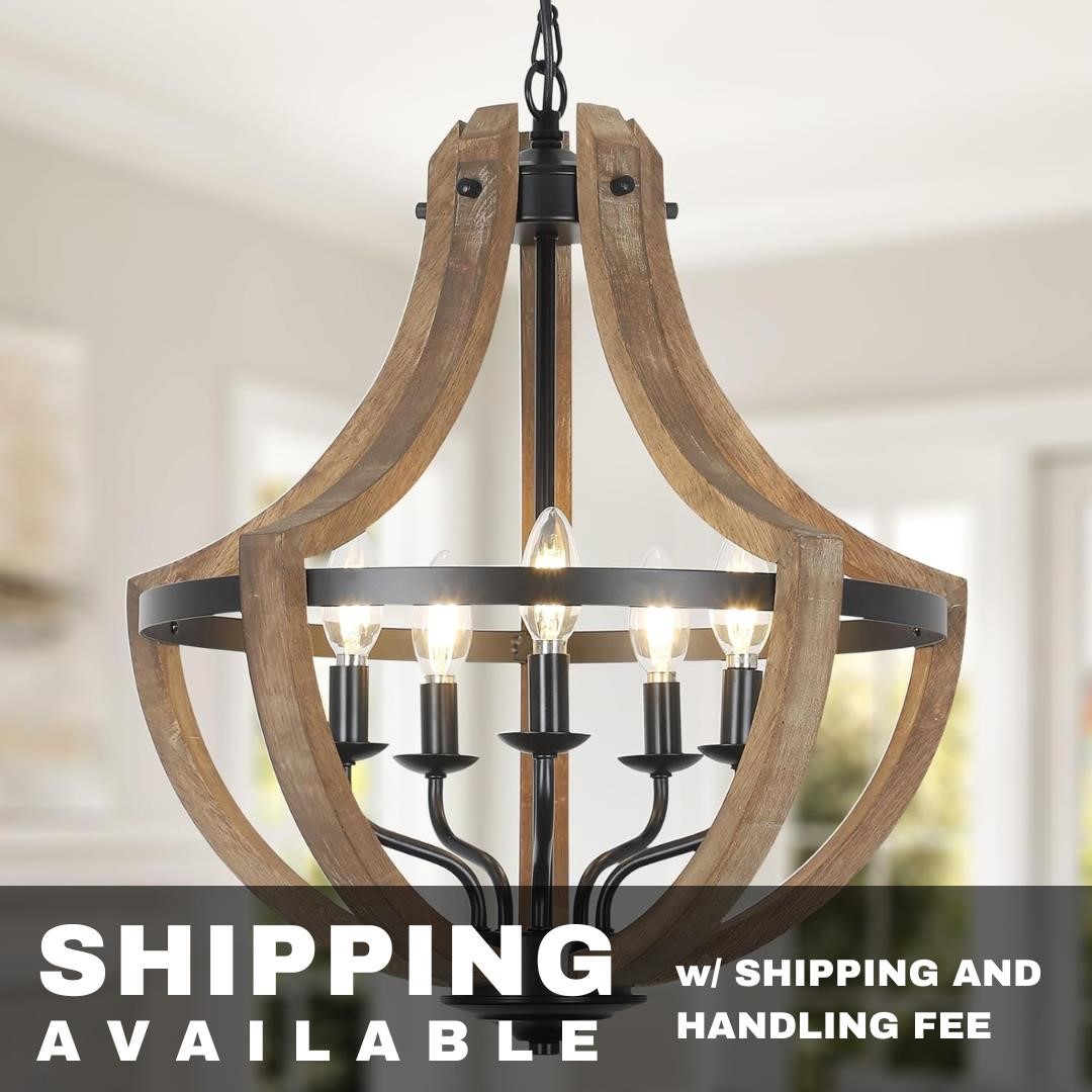 19.2" Modern Farmhouse Chandelier: 5-Light Fixture