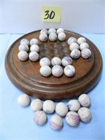 Bag of Old China Marbles & 8 1/2" Round Marble -