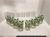8 Holly Leaf Drinking Glasses
