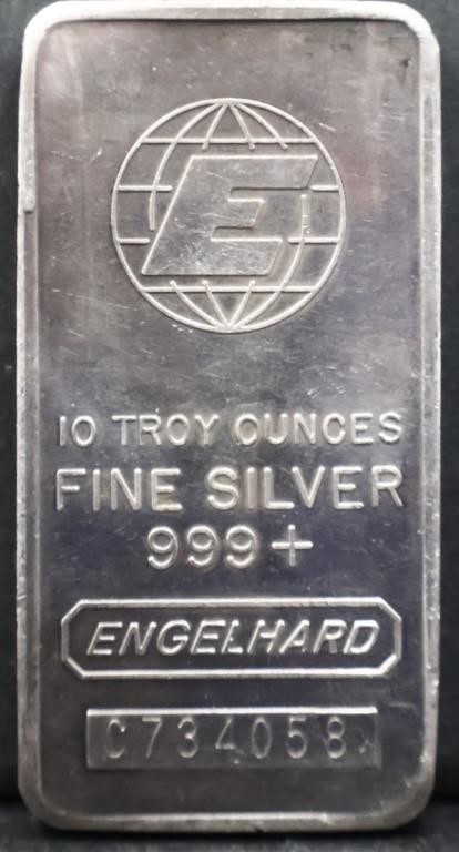 10 troy ounce Engelhard silver bar