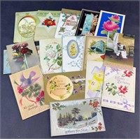 (16) ANTIQUE POST CARDS BIRTHDAY & HOLIDAY GERMAN