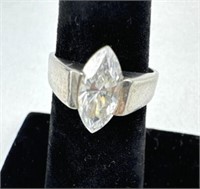 925 Silver Marquise CZ Ring