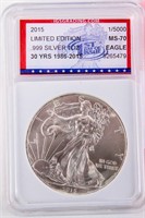 Coin 2015 Silver Eagle Certified MS-70 from IGS