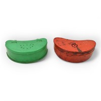 VTG Bait Boxes - Red Tin Plastic Green Bait Box