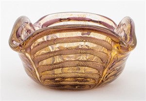 Ercole Barovier Attr. Gold Fleck Purple Glass Bowl