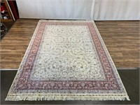 Cream & Red Floral 10'6" x 7'2" Persian Carpet
