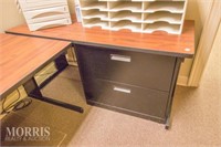Computer table with filing cabinet 29"t 60"w 24"d