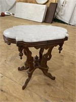 WALNUT VICTORIAN MARBLE TOP TABLE
