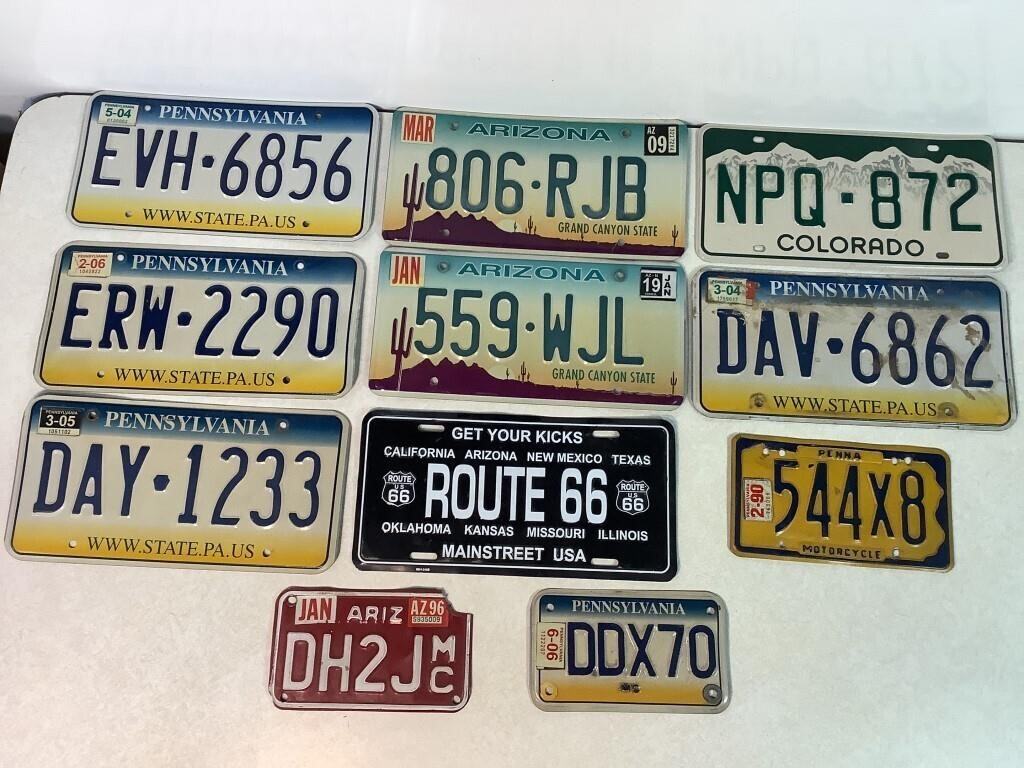 11 Auto & Motorcycle License Plates