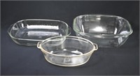 3 pcs Vintage Pyrex Glasbake Dishes