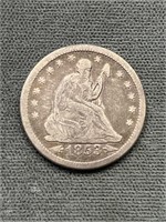 1853 Liberty Seated Silver Quarter W Rays