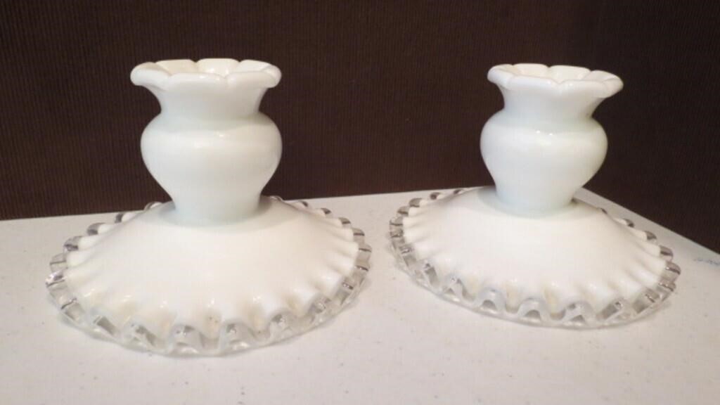 Fenton Silver Crest Candle Holders