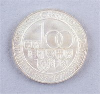 1977 Mexico 100 Schilling Coin 500th Hall Mint