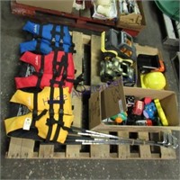 Kids life jackets, gold clubs, toys