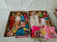 2 boxes Barbie dolls and accessories