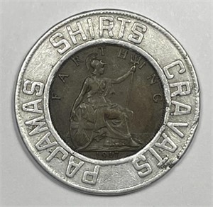 GREAT BRITAIN: 1917 Farthing Encased Lucky Coin