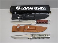 2 Boker Magnum fixed blade sheath knives – 11”