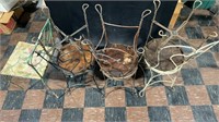 6 Round Seat Metal Chairs and 1 Square Padded