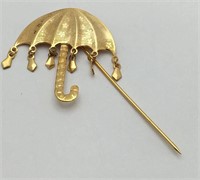 Gold Tone Umbrella Pin