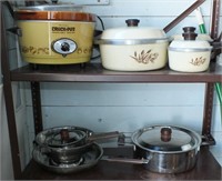 STAINLESS & RANGECRAFT PANS, VINTAGE CROCK POT