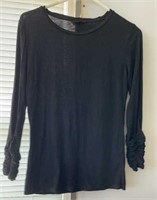 C3) Black small/medium knit 3/4 sleeve top.