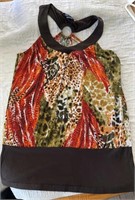 C3) Brown and multi color tank top