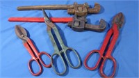 Vintage Pipe Wrenches, Tin Snips