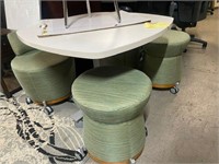 5 piece table with green plush chairs JSI