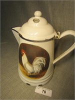 Enamel Pot with Rooster Decor