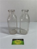 Pair Of Meadow Gold Milk Bottles
