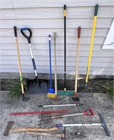 Yard Tools! Brooms, Shovels, Hoes, Rakes,