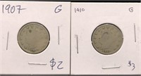 Pair of Graded Antique Liberty V Nickel coins