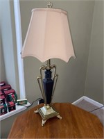 Art Deco Brass Accent Table Lamp w/ Shade