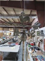 METAL ROOSTER WEATHERVANE ON POLE