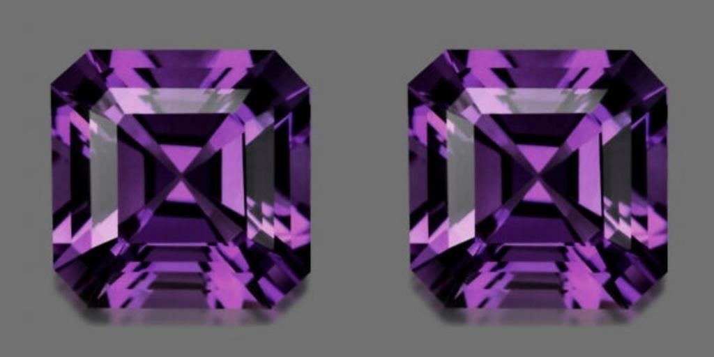 Natural Asscher Amethyst Pair 10.00 MM - FL/VVS