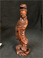7 “ CARVED WOOD ASIAN LADY WITH FISH