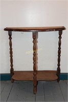 Vintage Half Moon 3 Legged Wood Table