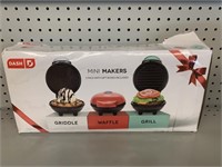 Dash Mini Makers 3 Pack(Griddle,Waffle and Grill)