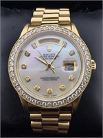 18K Gold Rolex Presidental date just diamond bezel