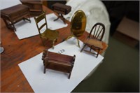 dollhouse furniture-brass tilt top table & chair