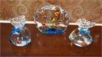 3 Murano Glass Fish Tank Paperweights
