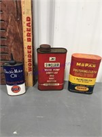 Gulf 4 oz, Sinclair 4 oz oil can & MoPar  wax can